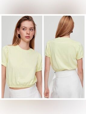 wilfred piaget yellow short sleeve aritzia crop top tee shirt